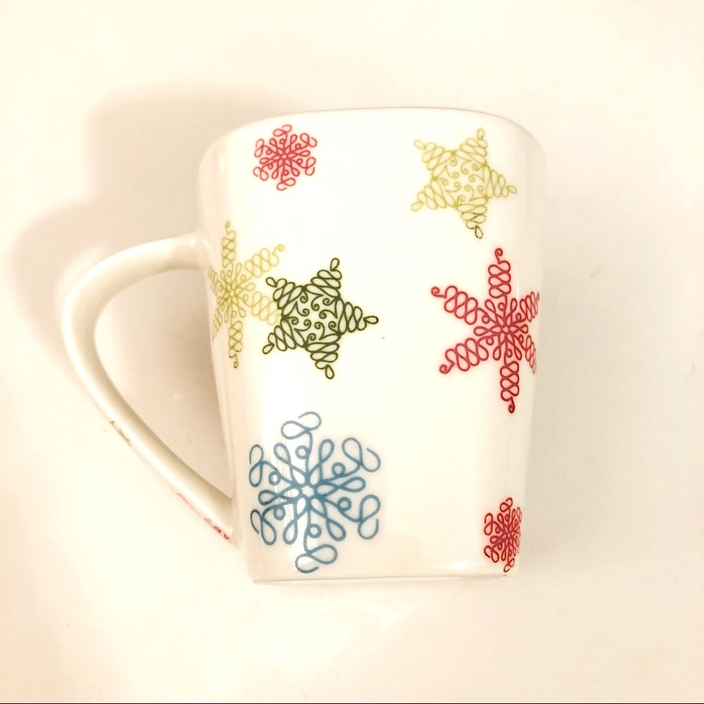 Starbucks 2005 Multicolour Stars and Snowflakes Square Mug